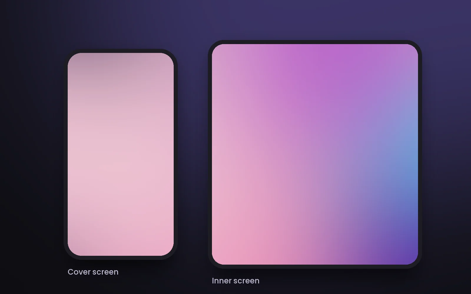 Illustration of a matched wallpaper pair for a cover screen and an inner screen, drawn by Duo Themes