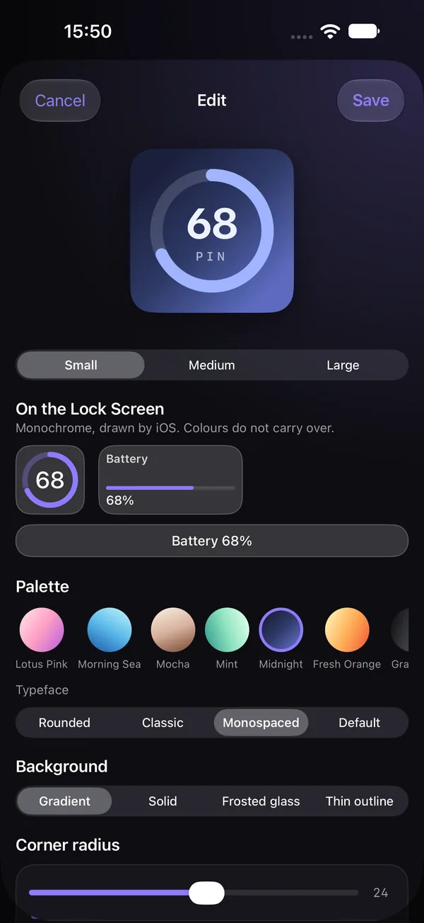 Lock Screen widget previews in Duo Themes