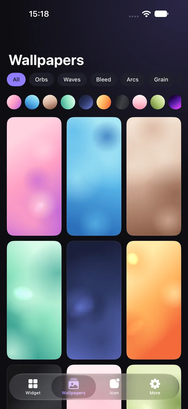 Duo Themes wallpaper browser with generative wallpapers
